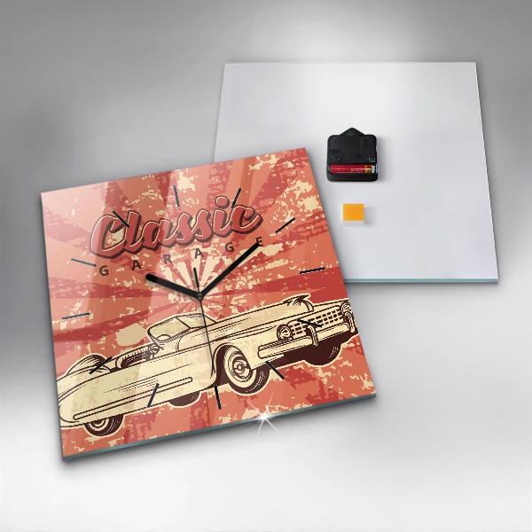 Square wall clock Vintage Retro car