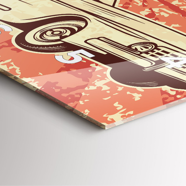 Square wall clock Vintage Retro car