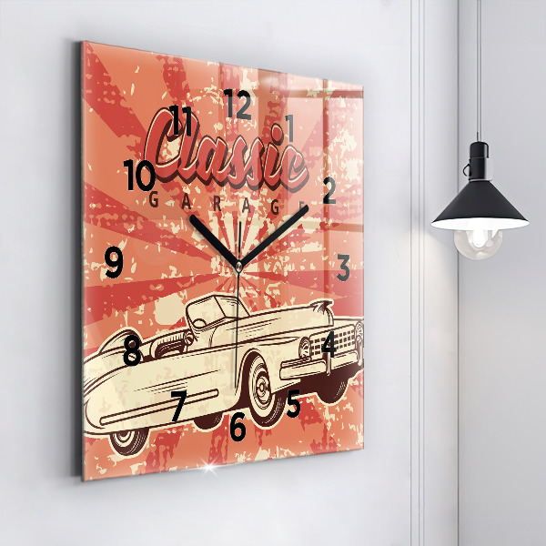 Square wall clock Vintage Retro car