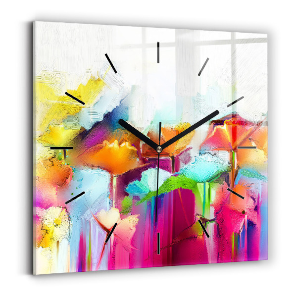 Square wall clock Abstract flowers