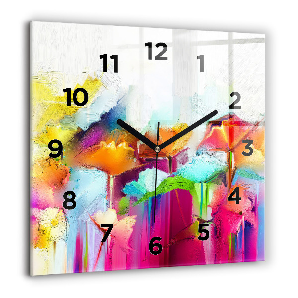 Square wall clock Abstract flowers