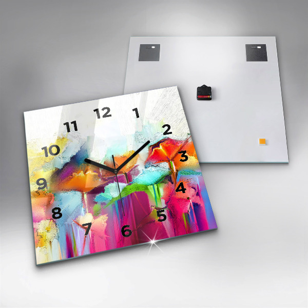 Square wall clock Abstract flowers