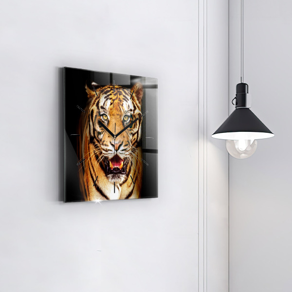 Square wall clock Tiger - wild look