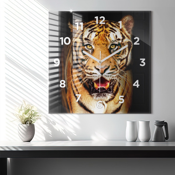 Square wall clock Tiger - wild look