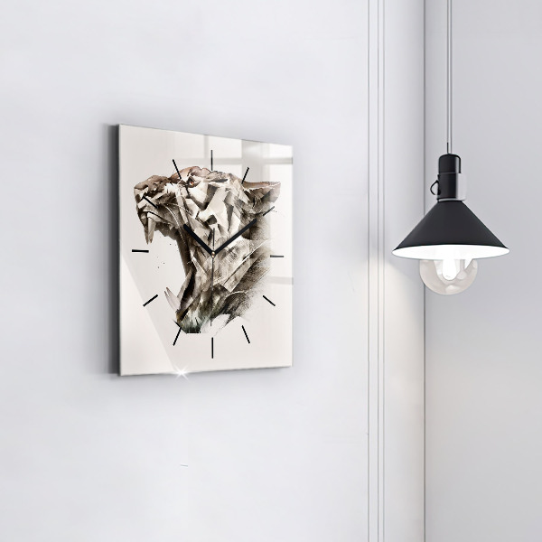 Square wall clock painted portrait of a tiger
