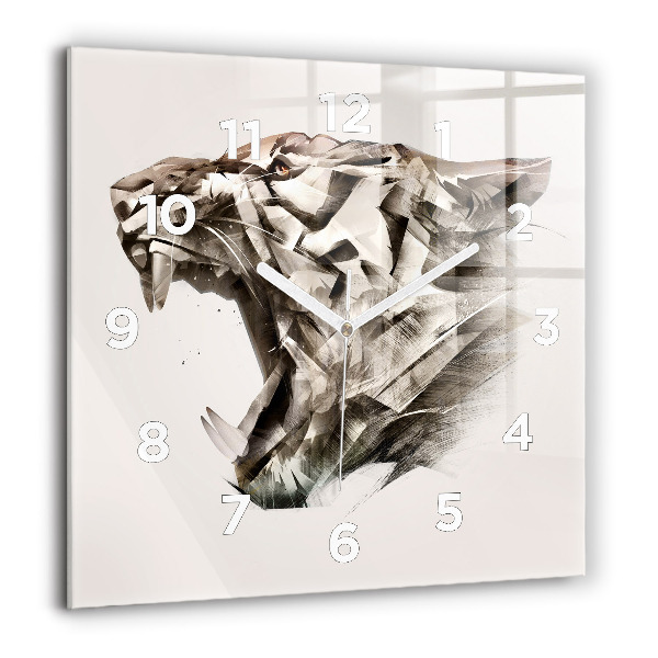 Square wall clock painted portrait of a tiger