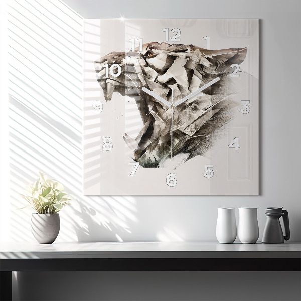 Square wall clock painted portrait of a tiger