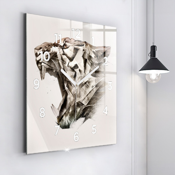 Square wall clock painted portrait of a tiger