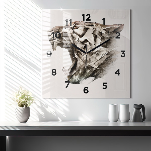 Square wall clock painted portrait of a tiger