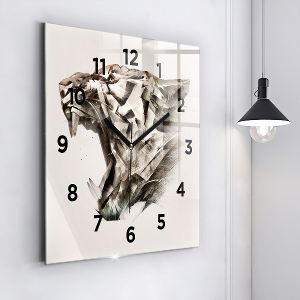 Square wall clock painted portrait of a tiger