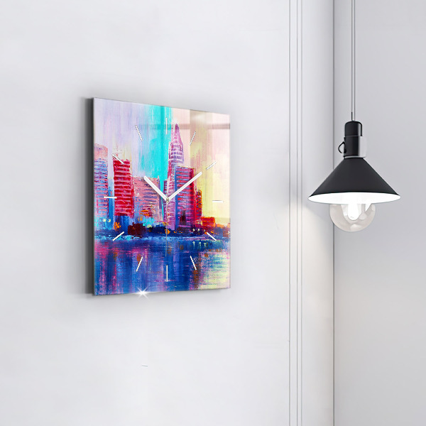 Square wall clock Skyscraper abstraction