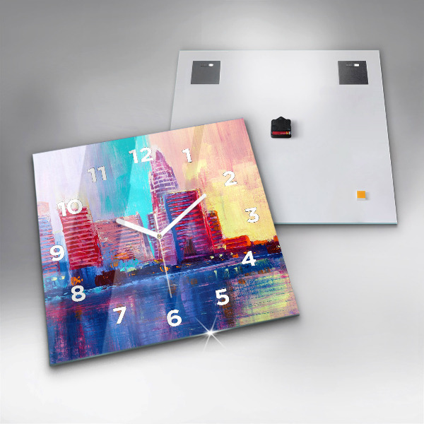 Square wall clock Skyscraper abstraction