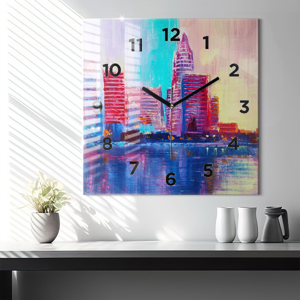 Square wall clock Skyscraper abstraction