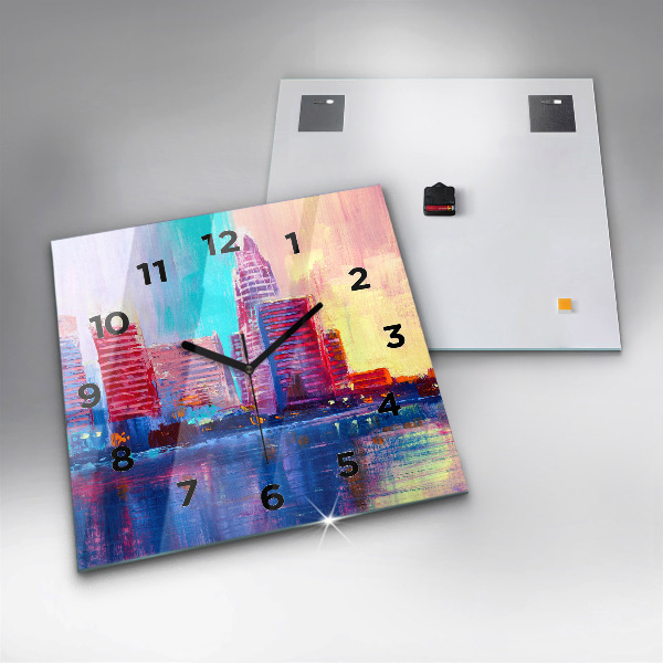 Square wall clock Skyscraper abstraction