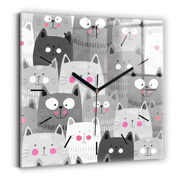 Square wall clock Pattern with cats