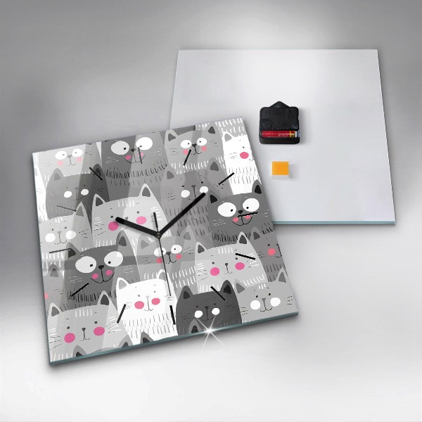 Square wall clock Pattern with cats