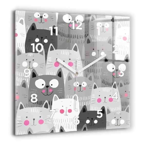 Square wall clock Pattern with cats