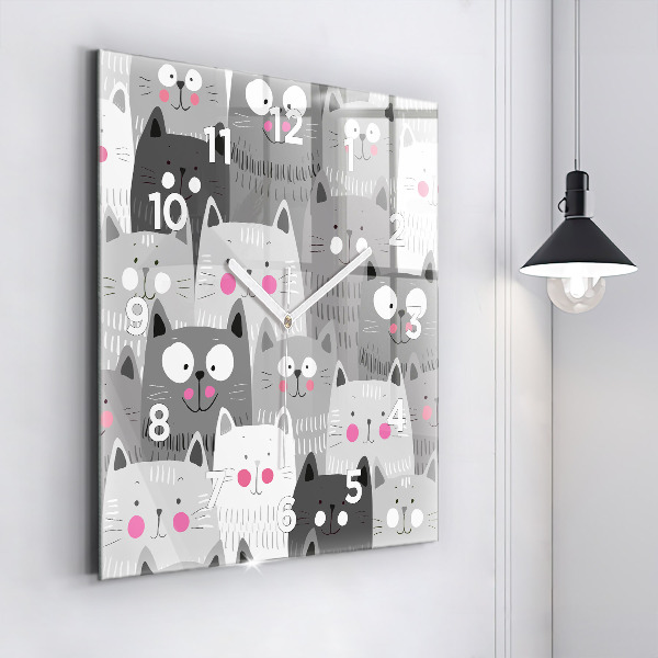Square wall clock Pattern with cats