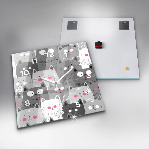 Square wall clock Pattern with cats