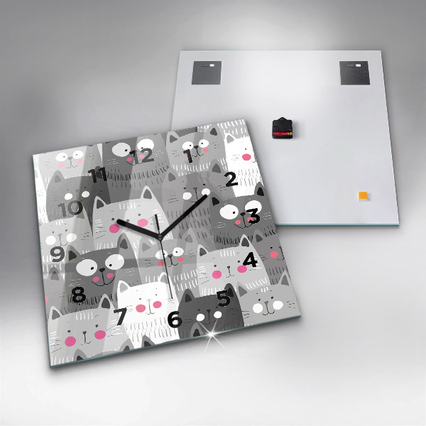 Square wall clock Pattern with cats