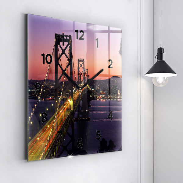 Square wall clock USA sunset