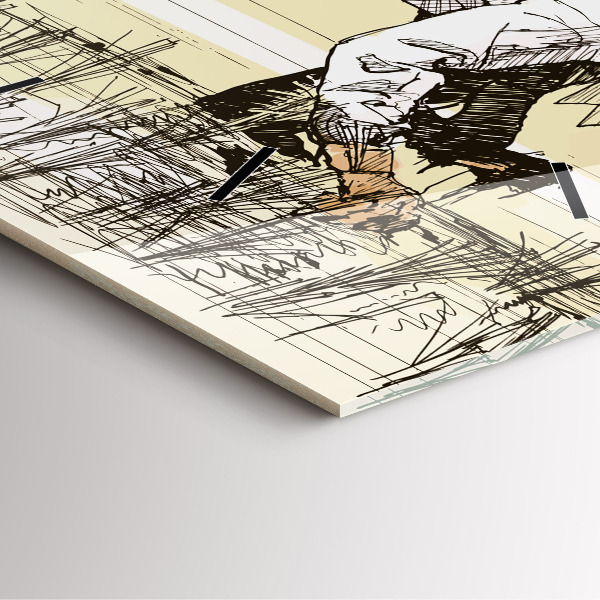 Square wall clock Woman picking rice