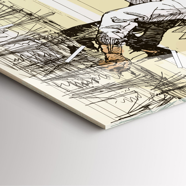 Square wall clock Woman picking rice