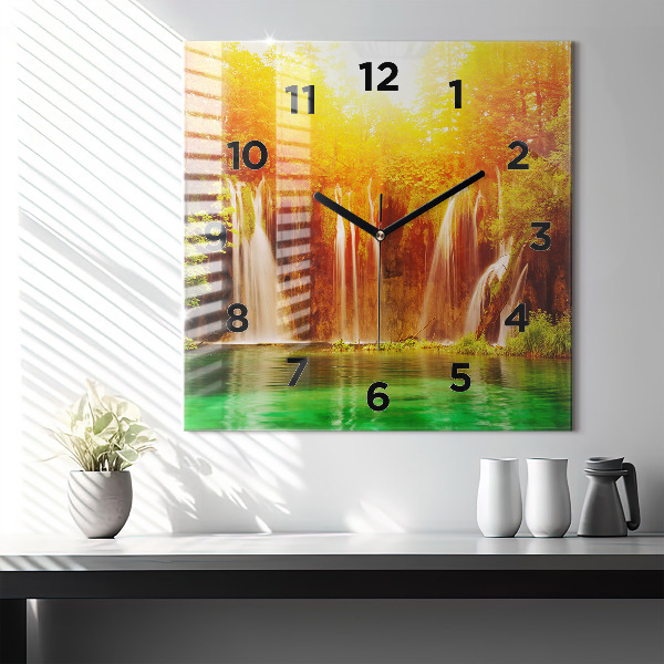 Square wall clock View of the waterfall