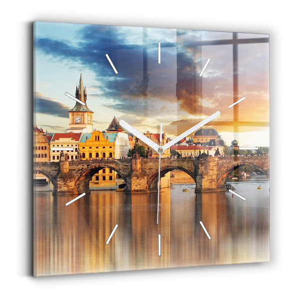 Square wall clock Panorama over the river