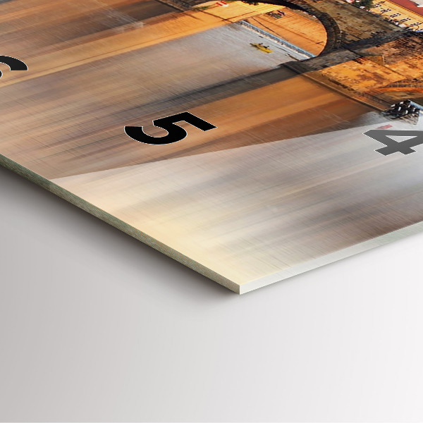 Square wall clock Panorama over the river