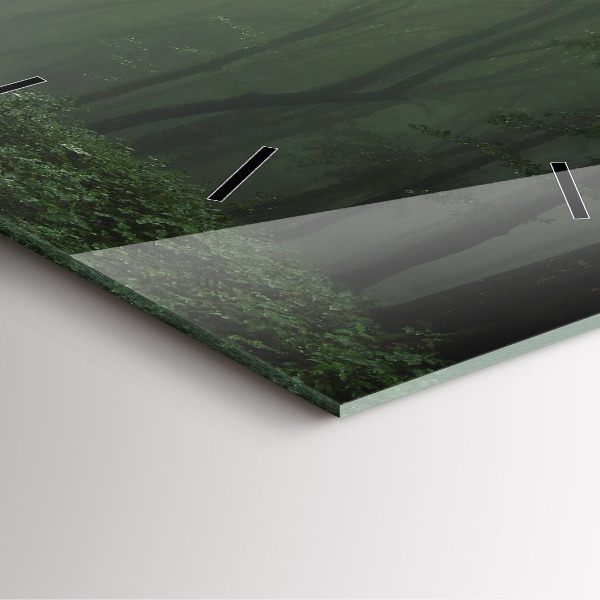 Square wall clock Misty forest in the morning