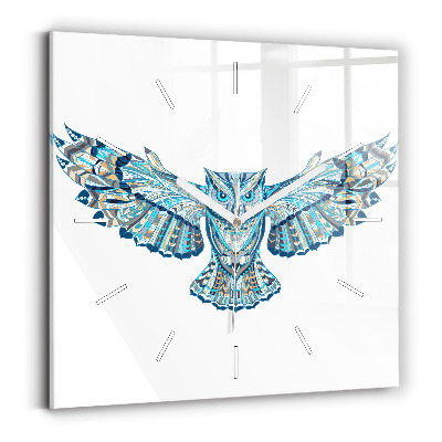 Square wall clock Owl in flight