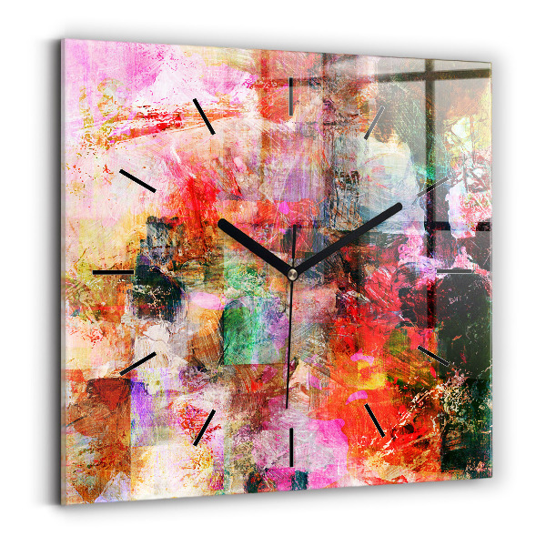 Square wall clock Abstract composition