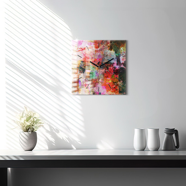 Square wall clock Abstract composition