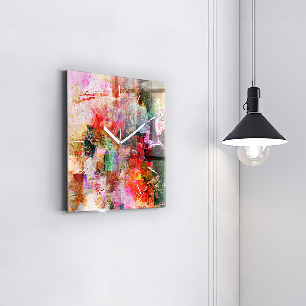 Square wall clock Abstract composition