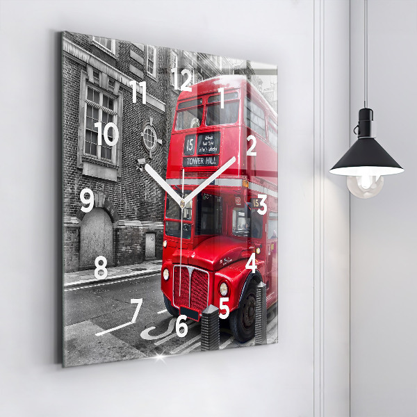 Square wall clock Red double-decker bus
