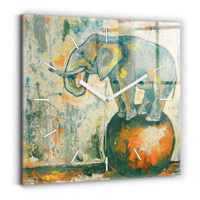 Square wall clock Painted elephant posture