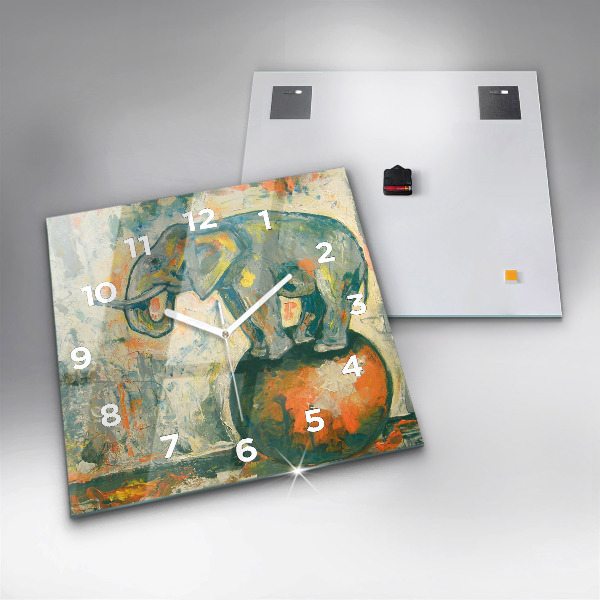 Square wall clock Painted elephant posture