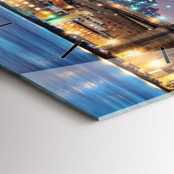 Square wall clock Brooklyn Bridge and East River