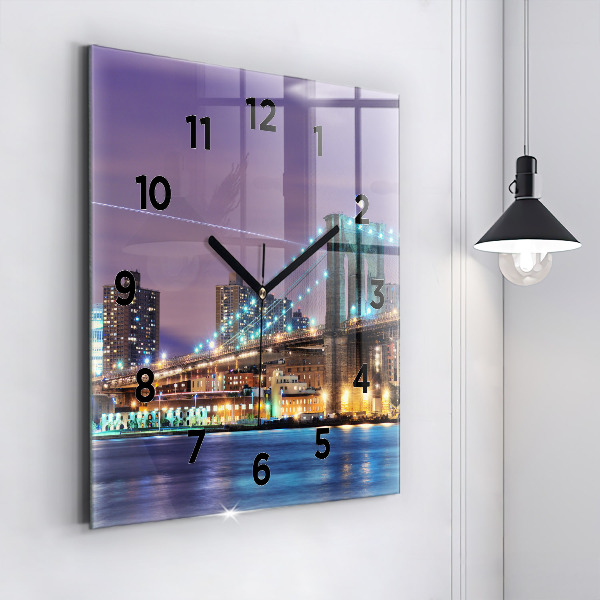 Square wall clock Brooklyn Bridge and East River