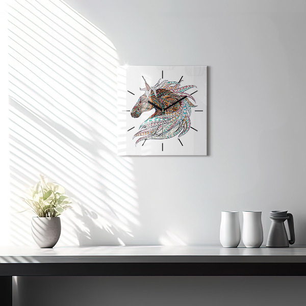 Square wall clock Horse illustration