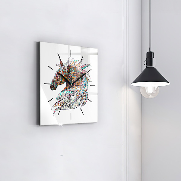 Square wall clock Horse illustration
