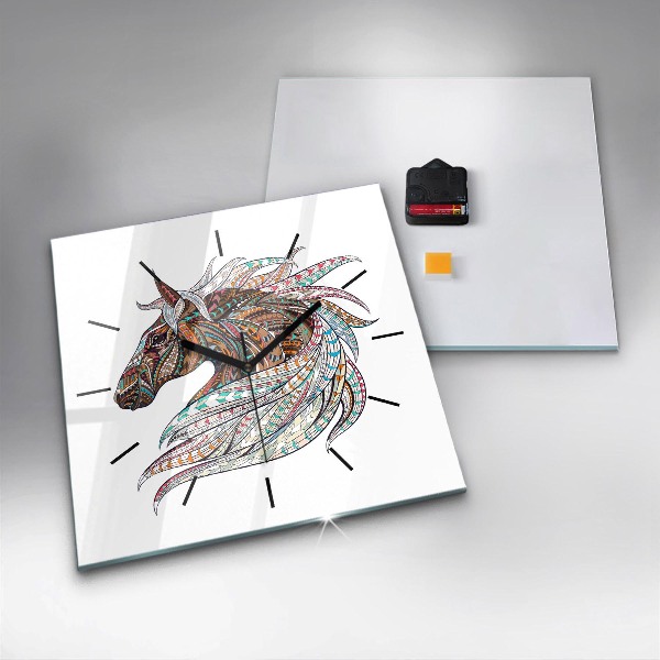 Square wall clock Horse illustration