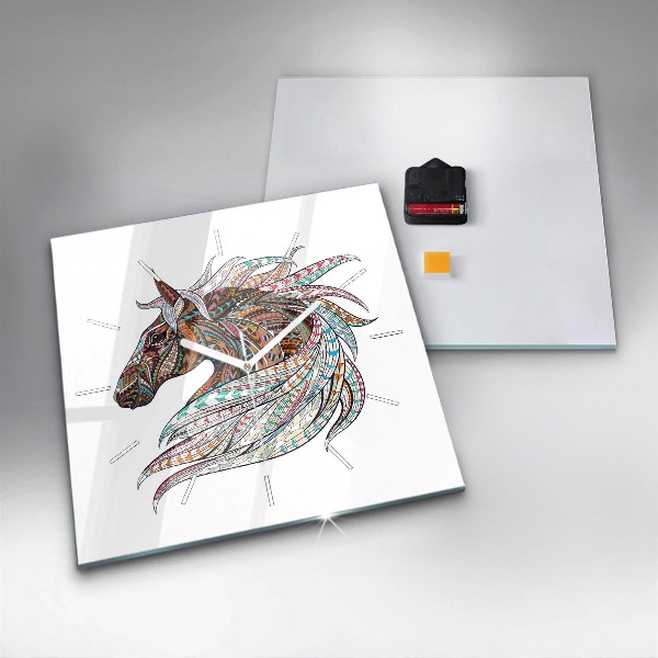 Square wall clock Horse illustration