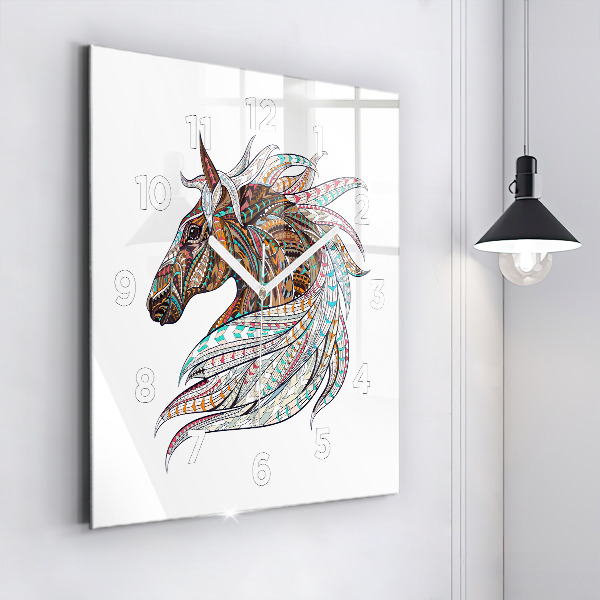 Square wall clock Horse illustration