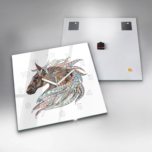 Square wall clock Horse illustration