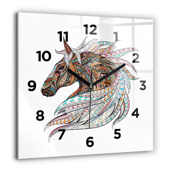 Square wall clock Horse illustration