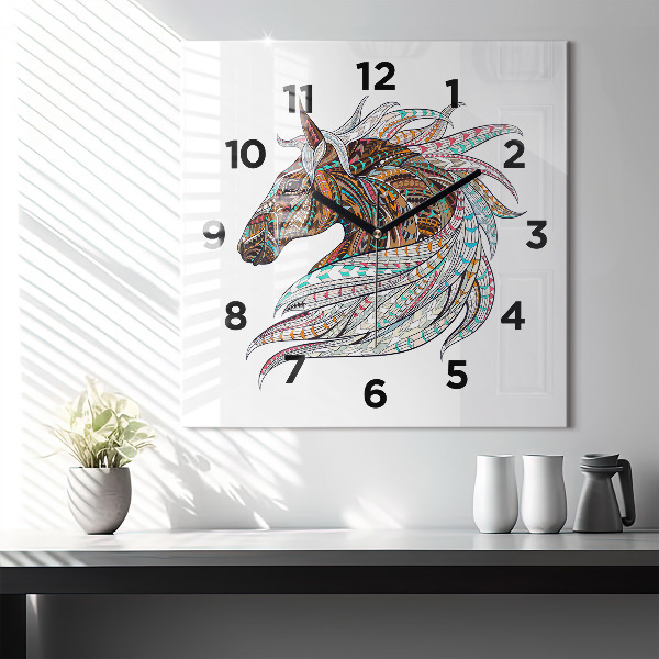 Square wall clock Horse illustration