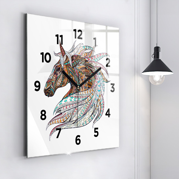 Square wall clock Horse illustration