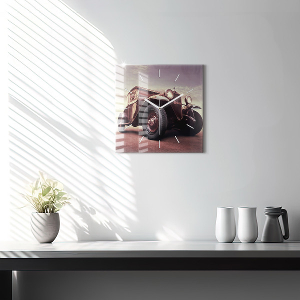 Square wall clock Vintage car